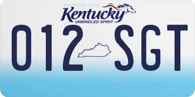 KY license plate 012SGT