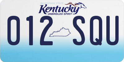 KY license plate 012SQU