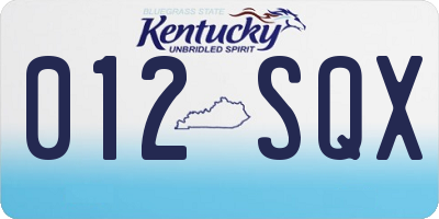 KY license plate 012SQX