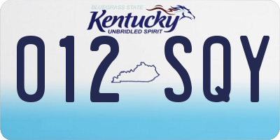 KY license plate 012SQY