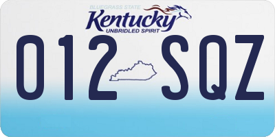 KY license plate 012SQZ