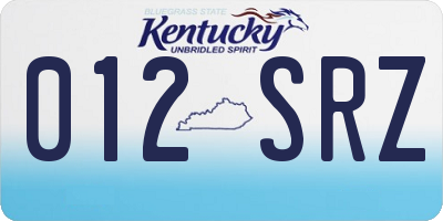 KY license plate 012SRZ