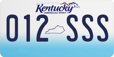 KY license plate 012SSS