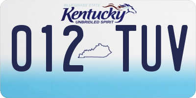 KY license plate 012TUV
