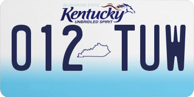 KY license plate 012TUW