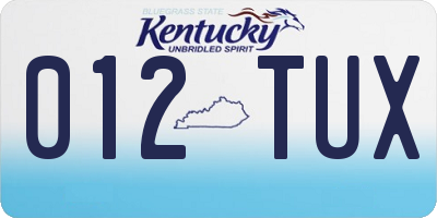 KY license plate 012TUX
