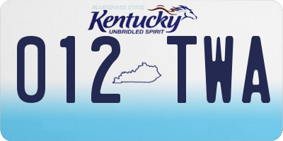KY license plate 012TWA
