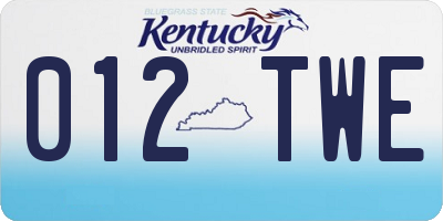 KY license plate 012TWE