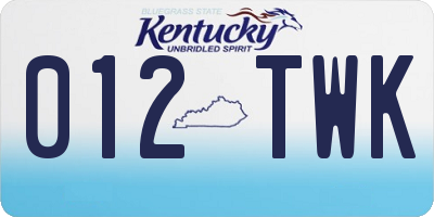 KY license plate 012TWK