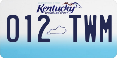 KY license plate 012TWM