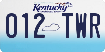 KY license plate 012TWR
