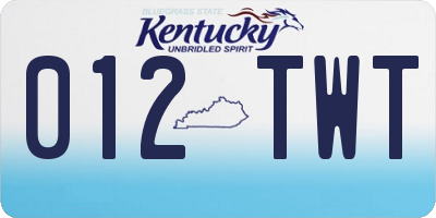 KY license plate 012TWT