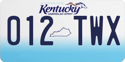 KY license plate 012TWX