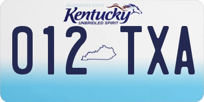 KY license plate 012TXA