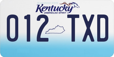 KY license plate 012TXD