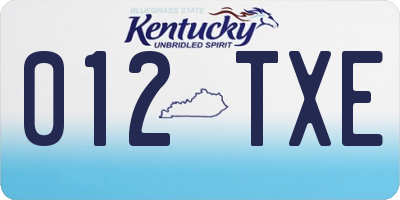 KY license plate 012TXE