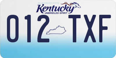 KY license plate 012TXF