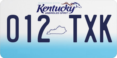 KY license plate 012TXK