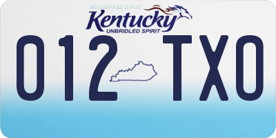KY license plate 012TXO
