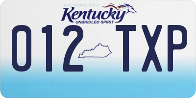 KY license plate 012TXP