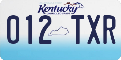 KY license plate 012TXR