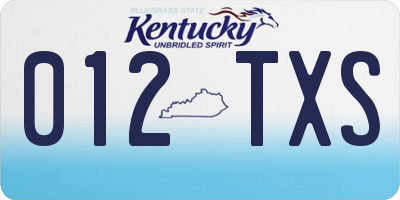 KY license plate 012TXS