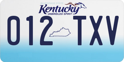 KY license plate 012TXV