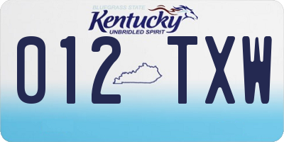 KY license plate 012TXW