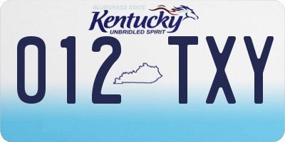 KY license plate 012TXY