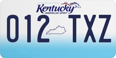 KY license plate 012TXZ