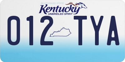 KY license plate 012TYA