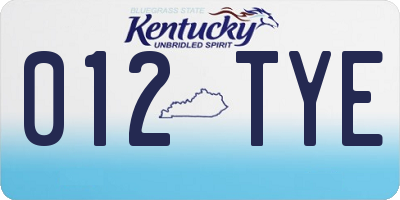 KY license plate 012TYE