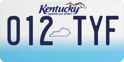 KY license plate 012TYF