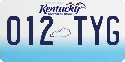 KY license plate 012TYG