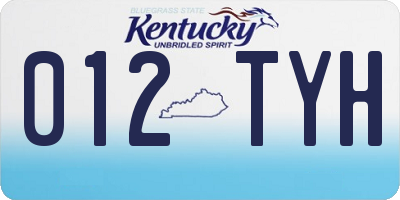 KY license plate 012TYH