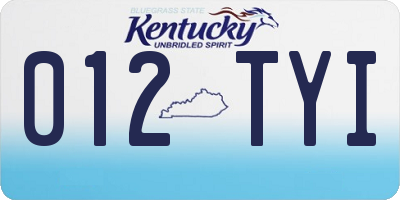 KY license plate 012TYI
