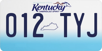 KY license plate 012TYJ