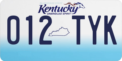 KY license plate 012TYK