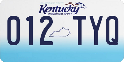 KY license plate 012TYQ