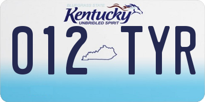 KY license plate 012TYR