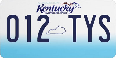 KY license plate 012TYS