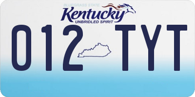 KY license plate 012TYT