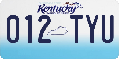 KY license plate 012TYU