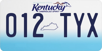 KY license plate 012TYX