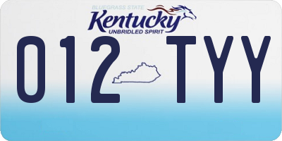 KY license plate 012TYY