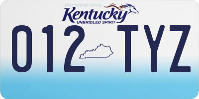 KY license plate 012TYZ