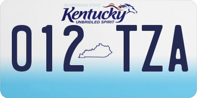 KY license plate 012TZA