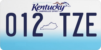 KY license plate 012TZE