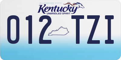 KY license plate 012TZI