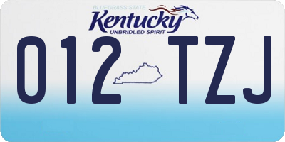 KY license plate 012TZJ